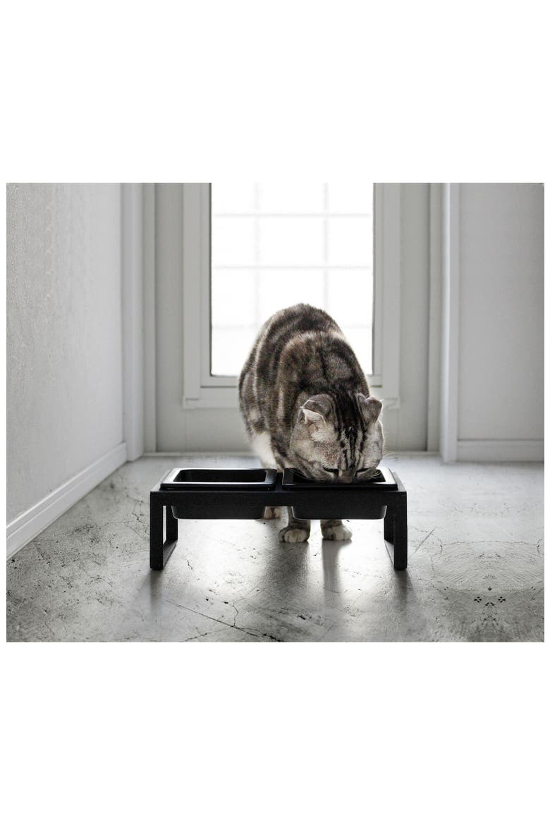 Pet Food Bowls & Stand, Alternate, color, BLACK