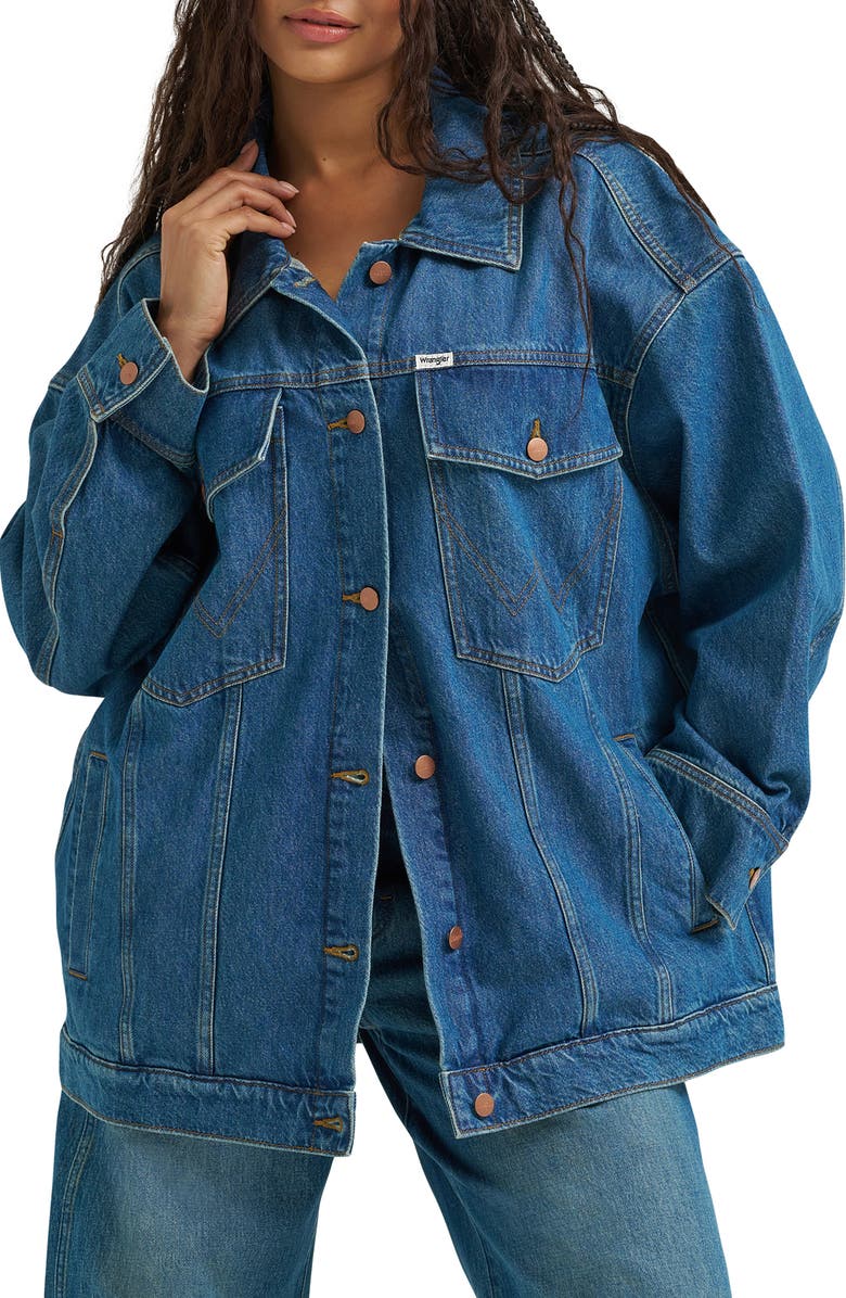 Wrangler Mega Denim Trucker Jacket, Alternate, color, Ace