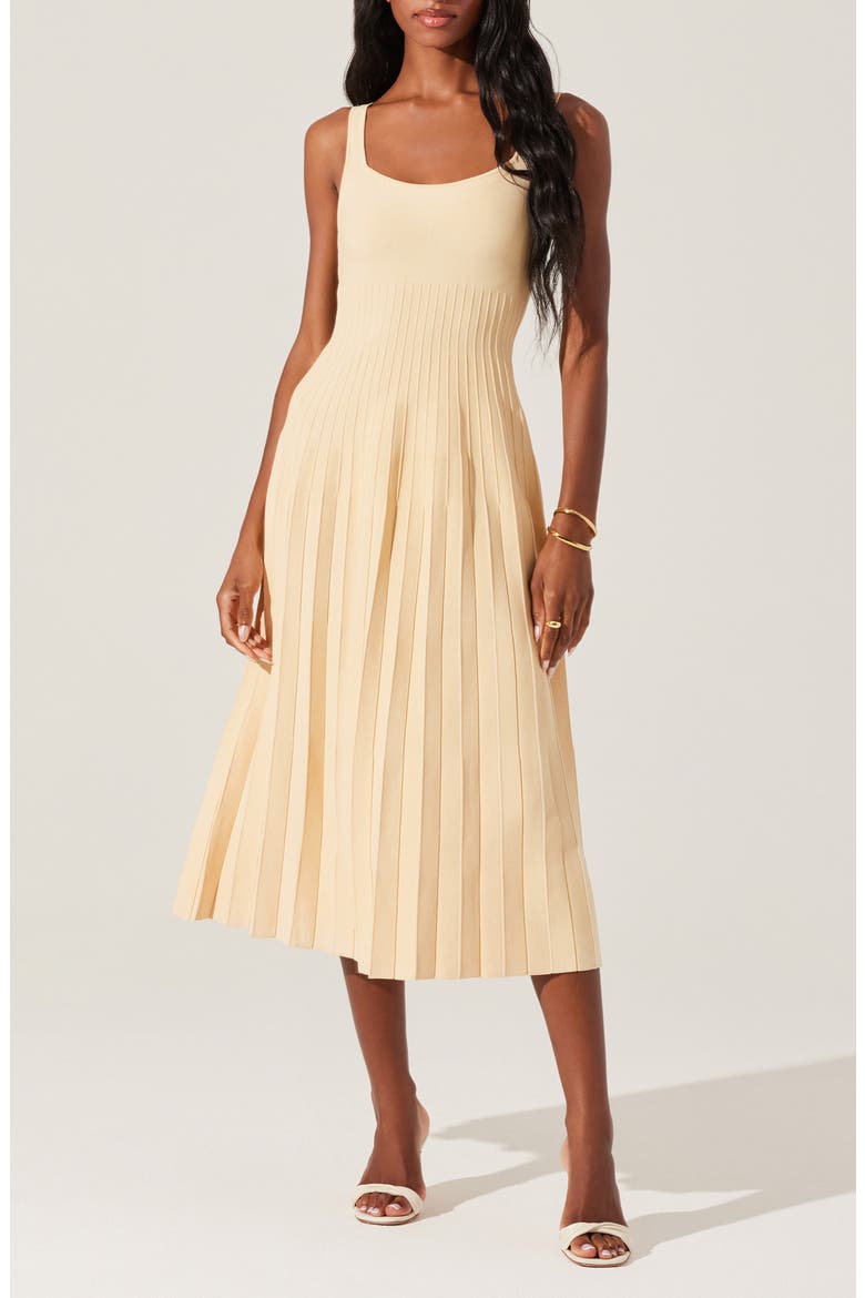 Aylin Pleated Sweater Midi Dress, Main, color, YELLOW