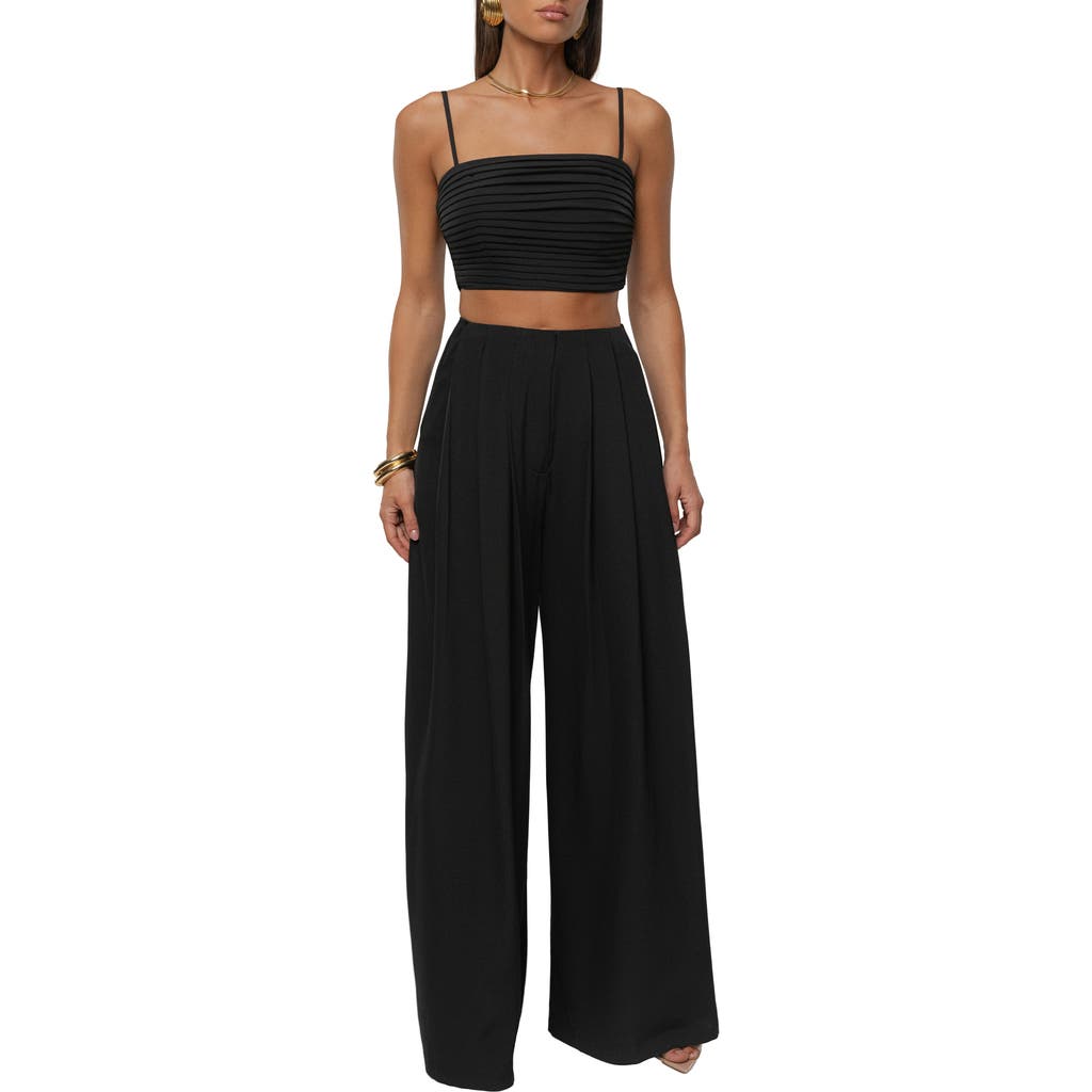 Jluxlabel Serenade Crop Top & Wide Leg Pants In Black