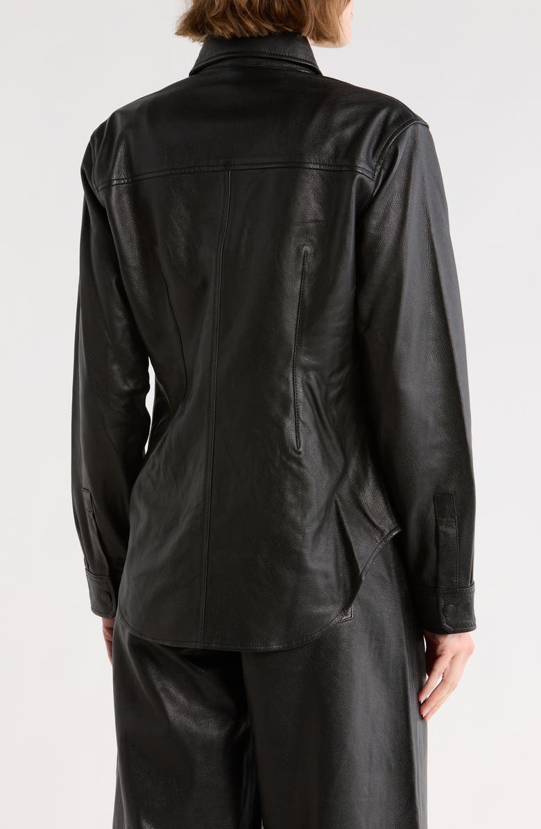 DL1961 Ines Leather Shirt Jacket, Alternate, color, Obsidian