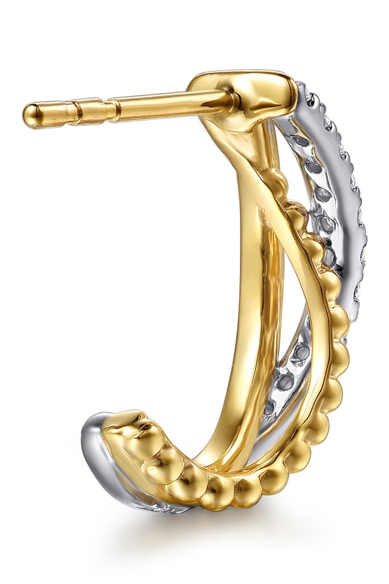 Bujuka 14k Gold Diamond Hoop Earrings, Alternate, color, 14K YELLOW/ WHITE GOLD