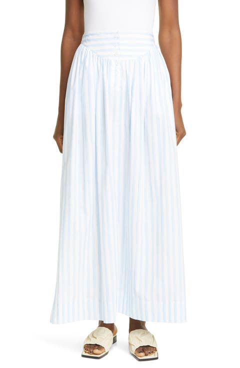 Stripe Cotton Maxi Skirt
