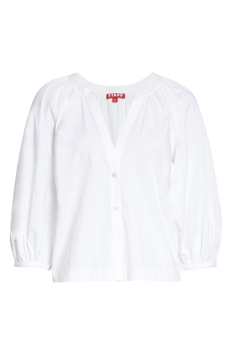 STAUD New Dill Stretch Cotton Button-Up Blouse, Alternate, color,