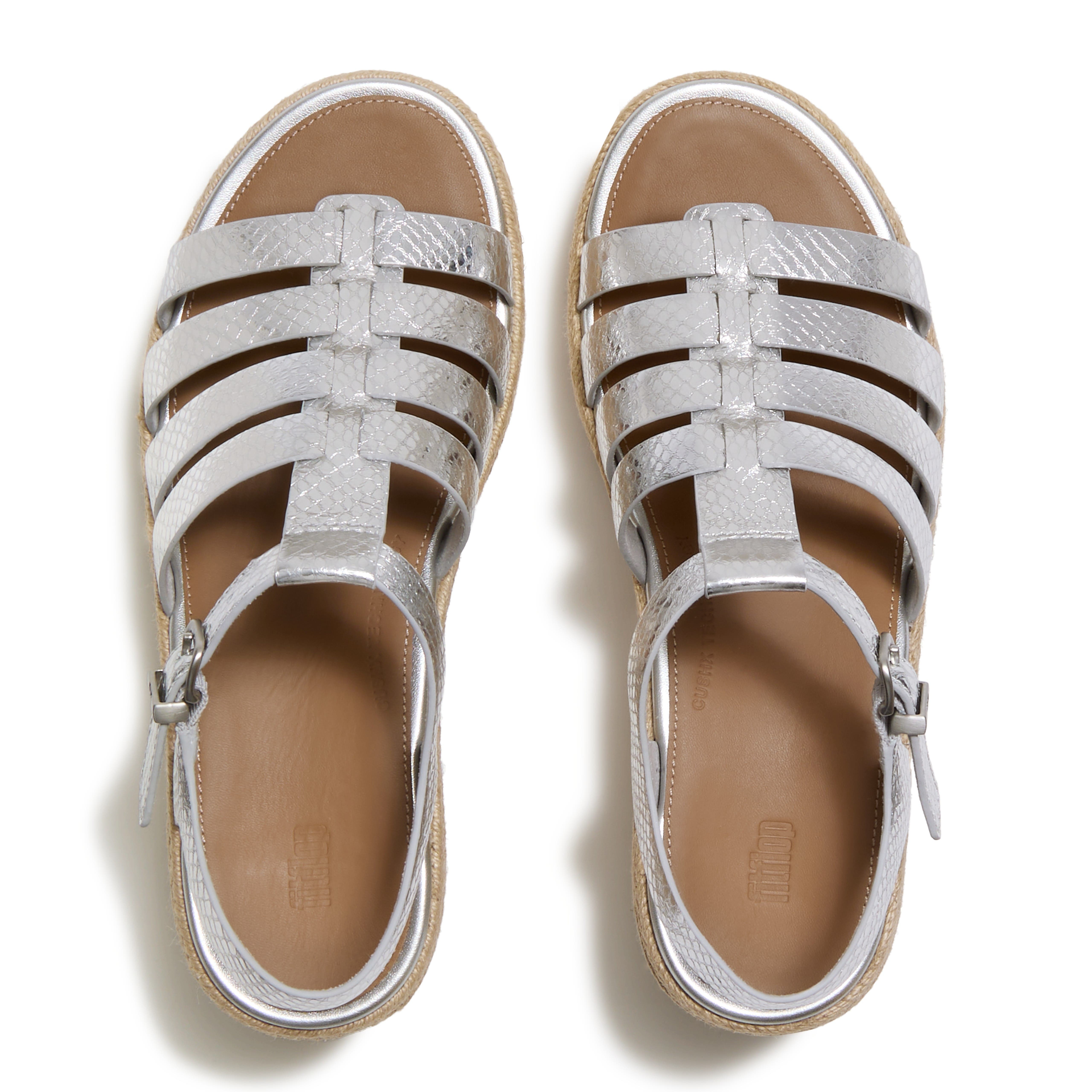 Platfform Metallic Espadrille Fisherman Sandals, Alternate, color, Silver