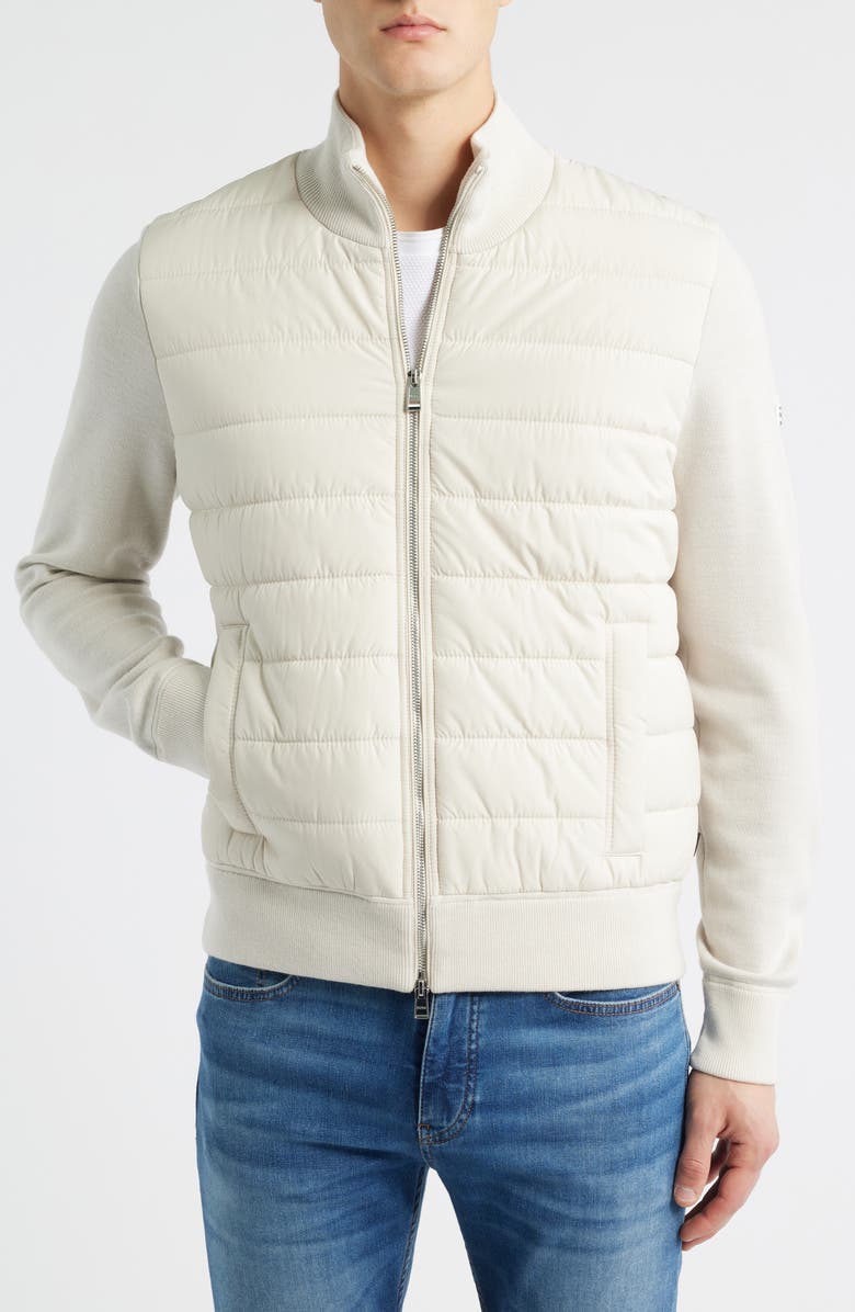 BOSS H-Hernesto Mixed Media Jacket, Alternate, color, Open White