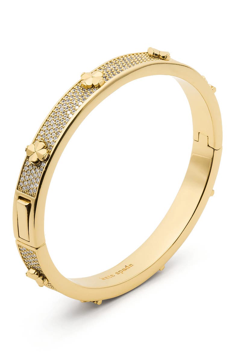 pavé hinge bangle, Alternate, color, CLEAR/ GOLD