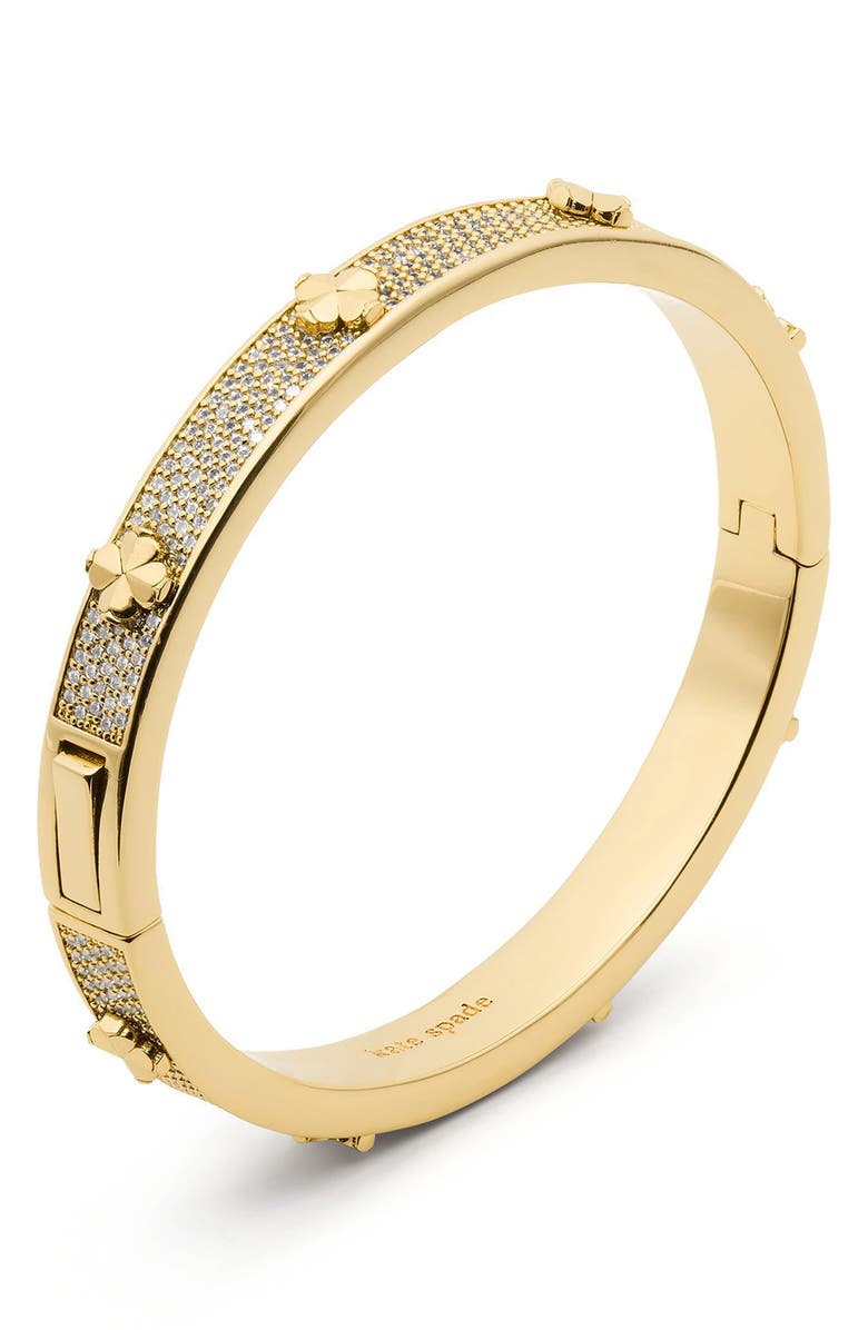 Kate Spade New York pavé hinge bangle, Alternate, color, Clear/ Gold