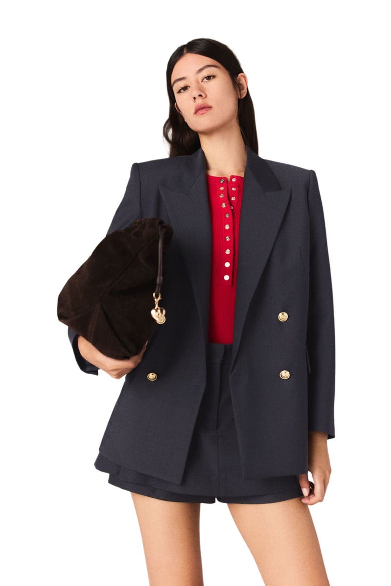 Blazer with gold buttons, Main, color, Navy