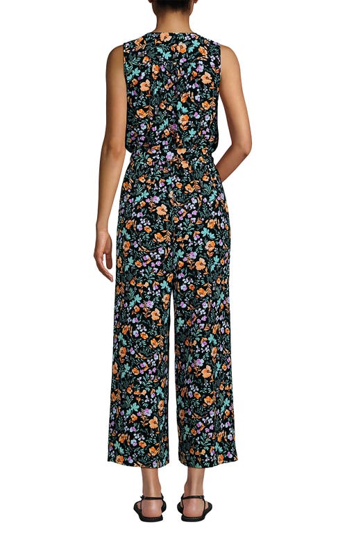 LANDS' END LANDS' END SLEEVELESS CREASELESS WRAP JUMPSUIT