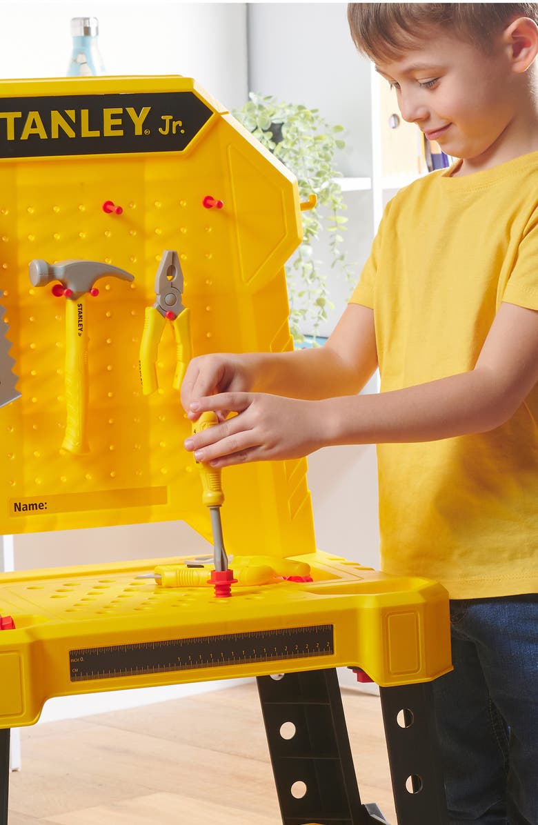Stanley Jr. 140-Piece Toy Work Bench & Tools Set, Alternate, color, Yellow & Black