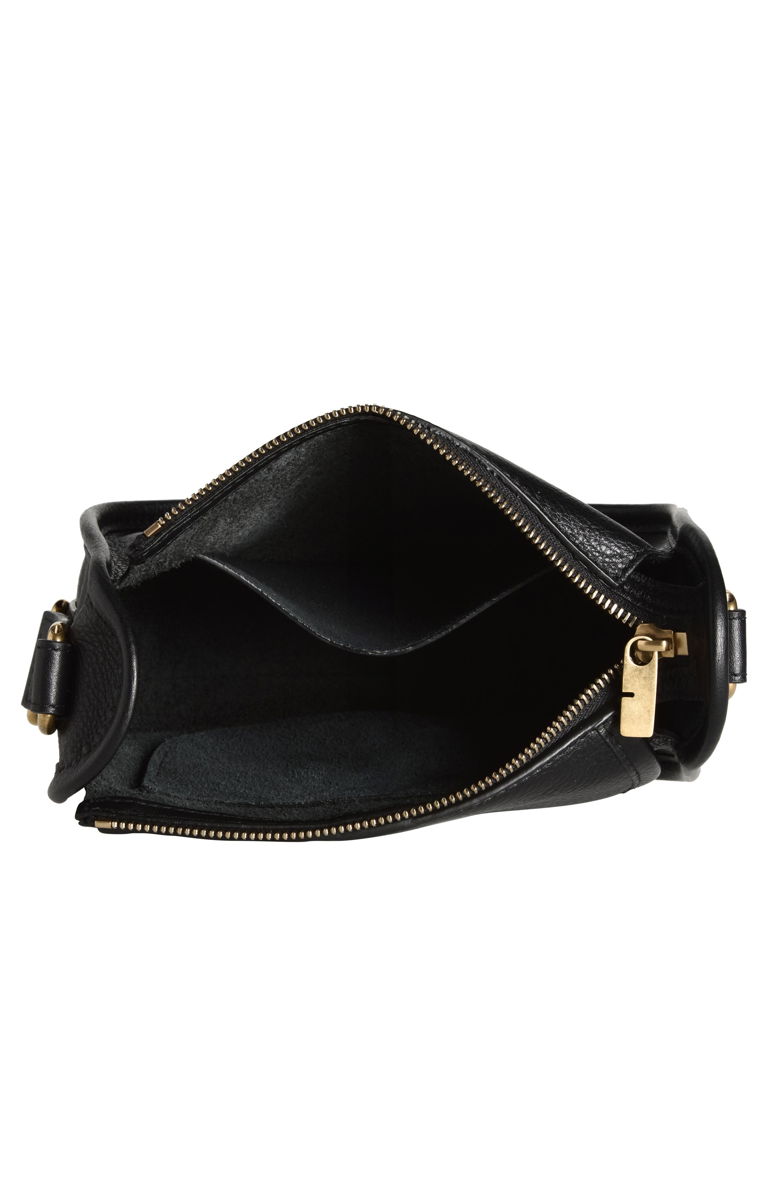 Burberry Mini B Clip Leather Crossbody Bag, Alternate, color, Black