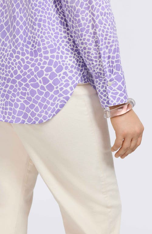 FOXCROFT FOXCROFT MEGHAN GIRAFFE PRINT LINEN BLEND BUTTON-UP SHIRT