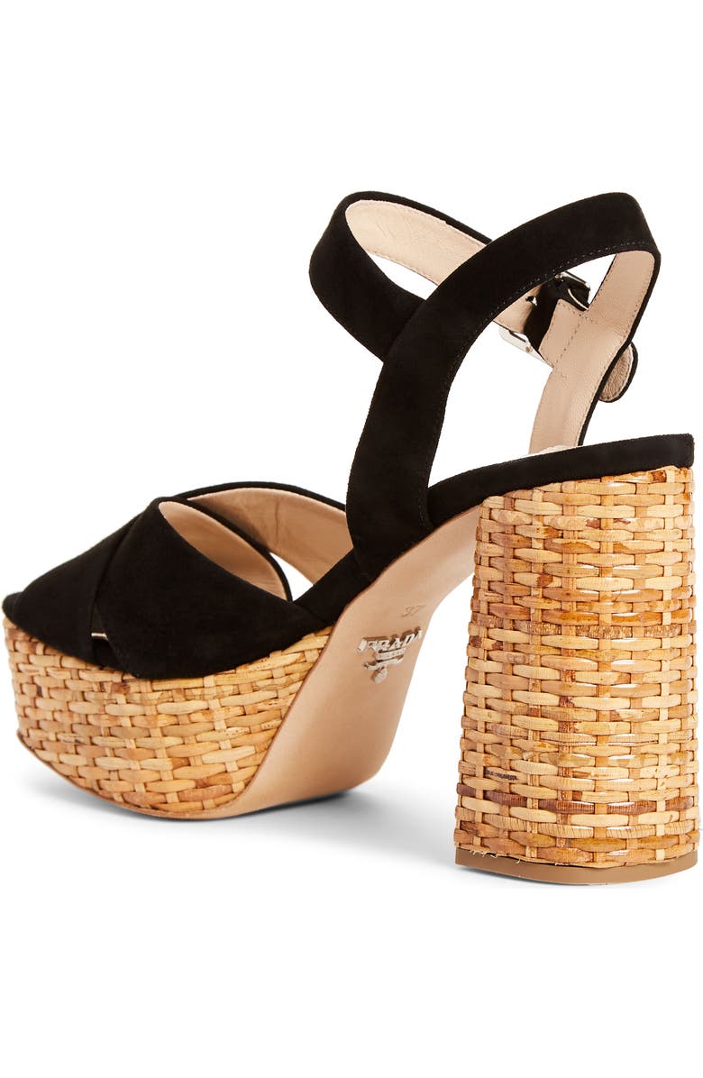 Prada Wicker Platform Sandal, Alternate, color,
