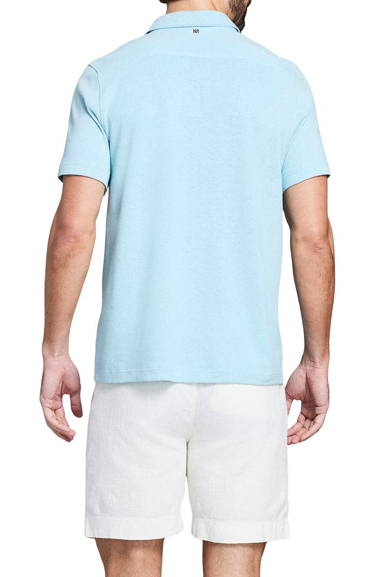 Hemp & Cotton Knit Short Sleeve Button-Up Shirt, Alternate, color, SKY BLUE