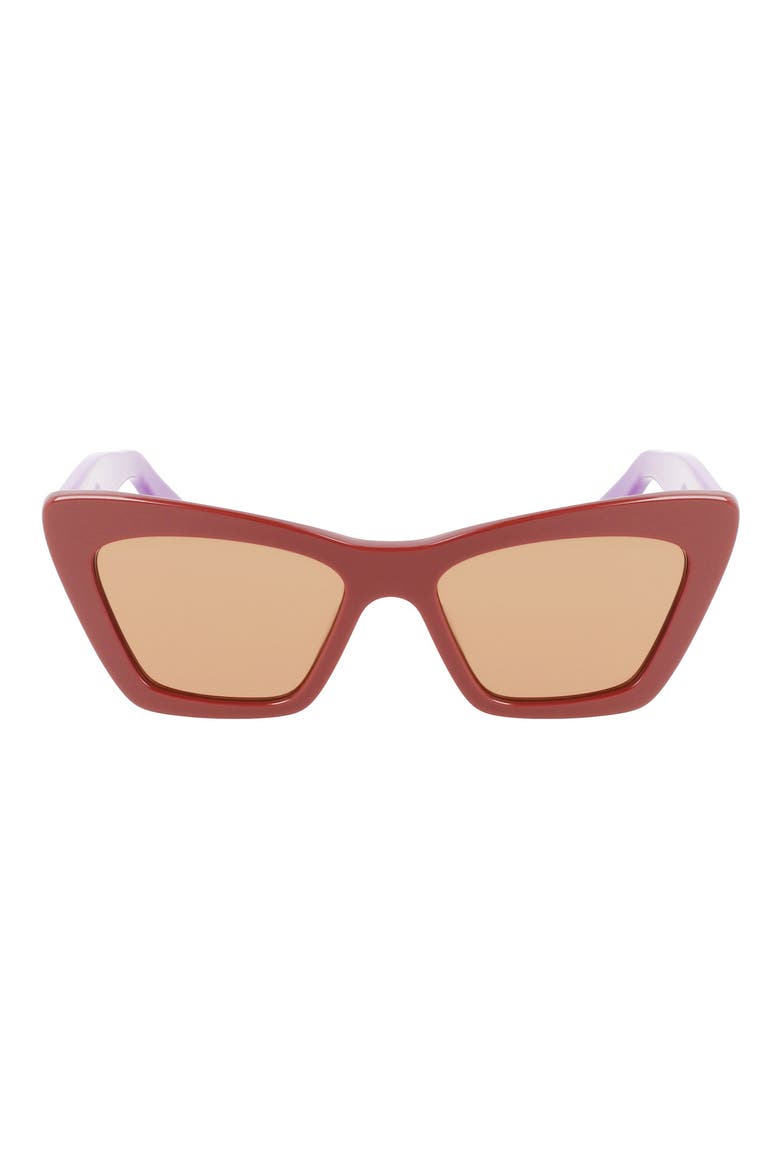 55mm Cat Eye Sunglasses, Main, color, DARK BROWN/ VIOLET