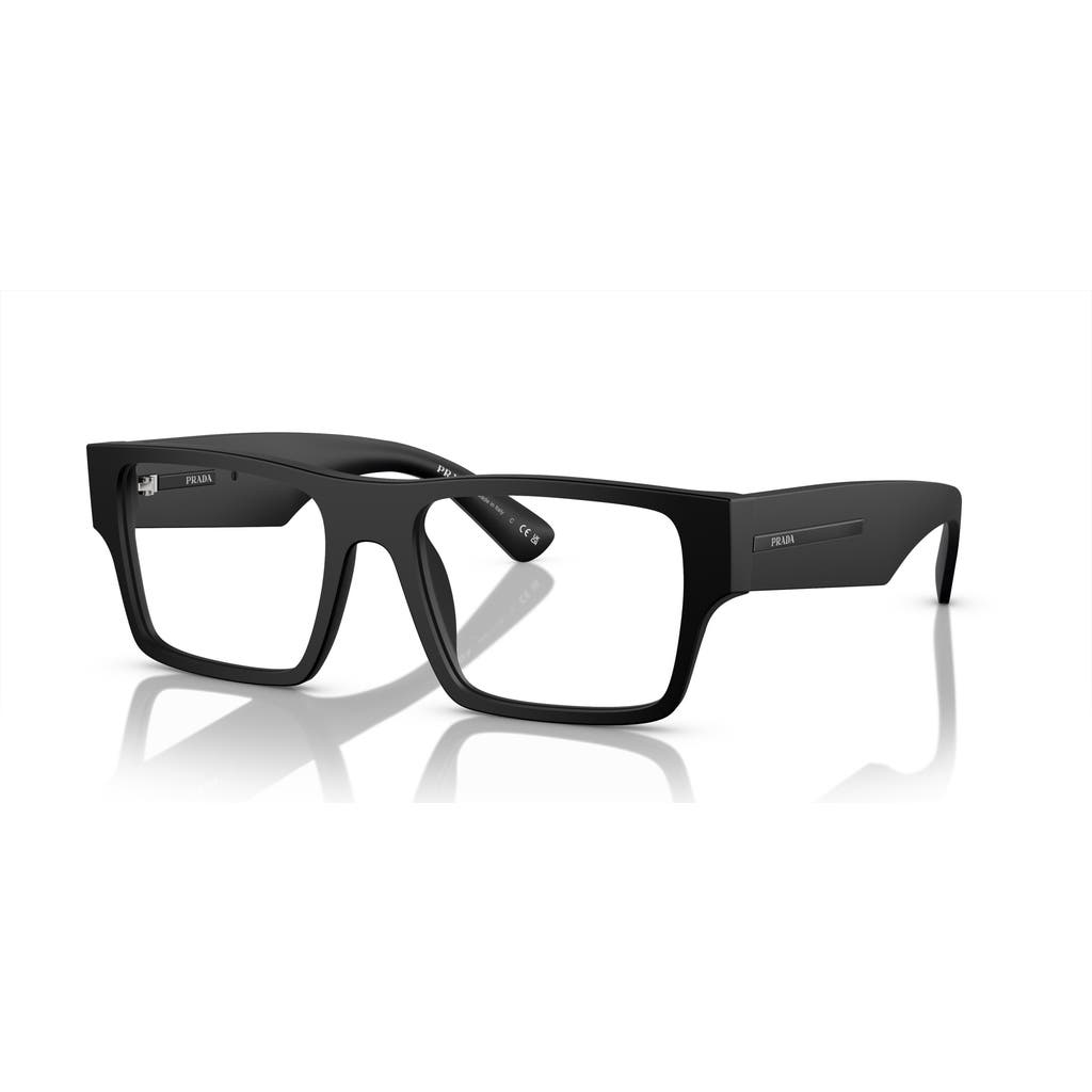 Prada 54mm Rectangle Optical Glasses In Black