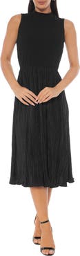 Oleg Cassini Pleated Knit A-Line Midi Dress