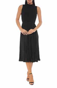 Oleg Cassini Pleated Knit A-Line Midi Dress