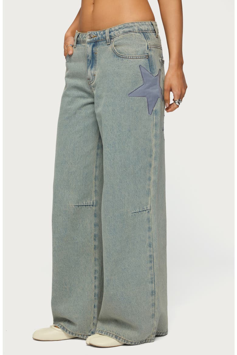 Trish Stars Low Rise Wide Leg Jeans, Alternate, color, BLUE-WASHED