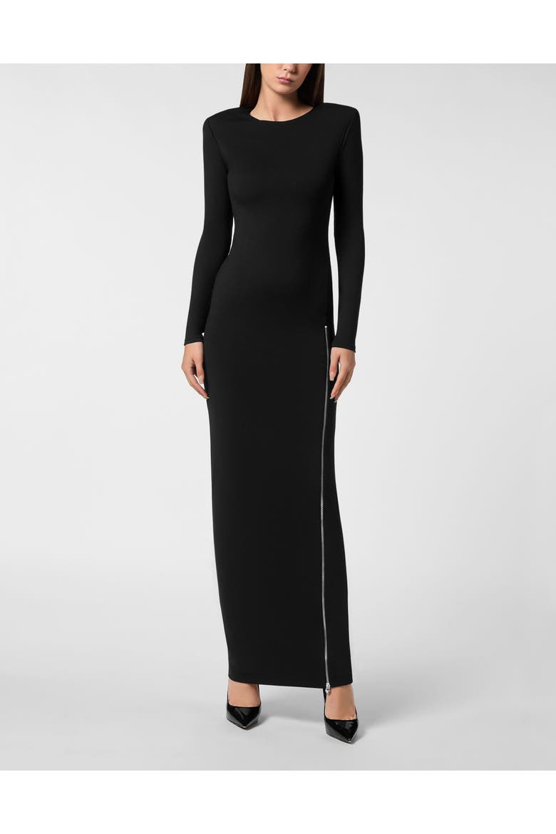 Long-Sleeved Long Dress Fatale Women, Main, color, black