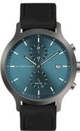 Alfred Sung Dual Time Leather Strap Watch, 42.5mm