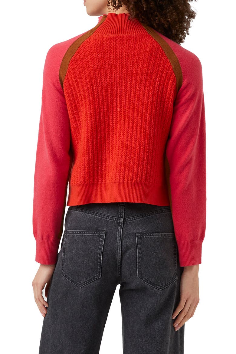 Colorblock Turtleneck, Alternate, color, GINGER/ RASPBERRY