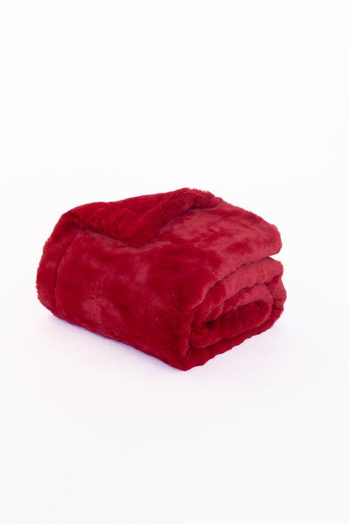 Sea To Me Blankets Carmel Cuddle Faux Fur Throw Blanket In Red