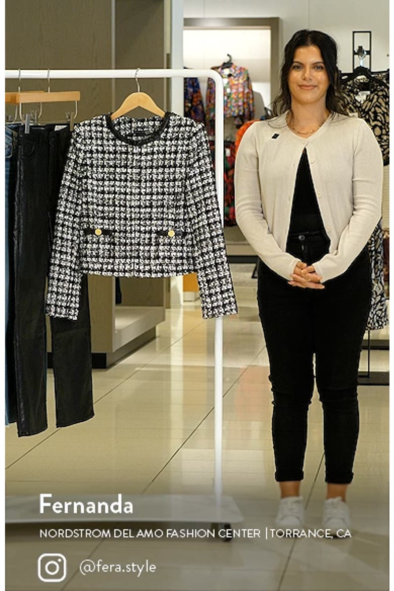 Donita Faux Leather Trim Tweed Jacket video