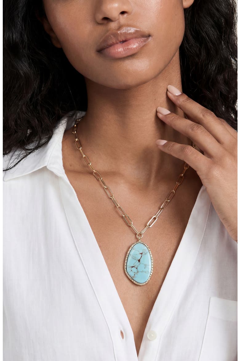 Oval Stone Pendant Necklace, Alternate, color, TURQUOISE