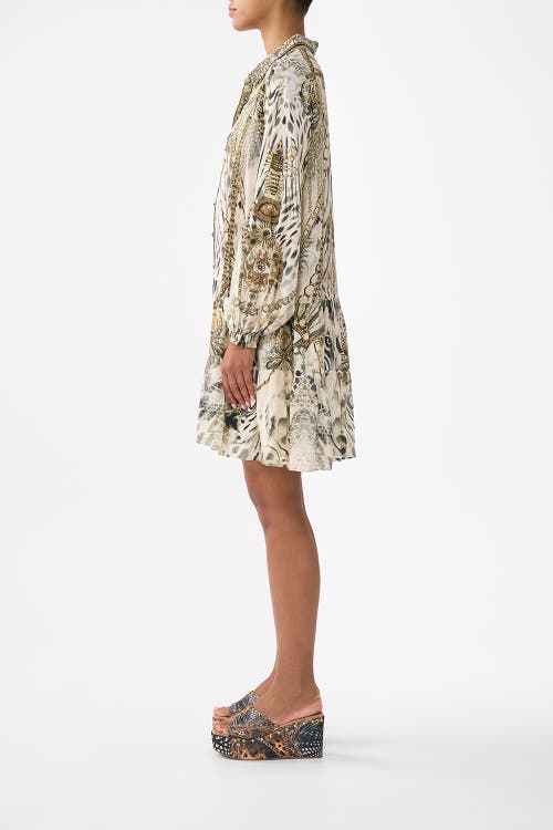 Camilla Long Sleeve Tiered Short Dress In White