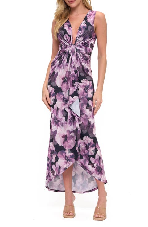 Floral Twist Front High-Low Dress