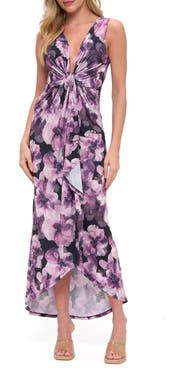 O.L. Floral Twist Front High-Low Dress