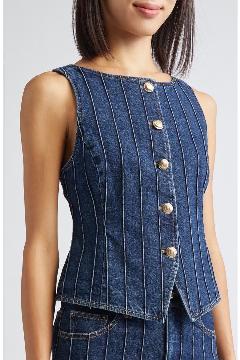 Camen Pintuck Detail Denim Vest, Alternate, color, FONTAINE