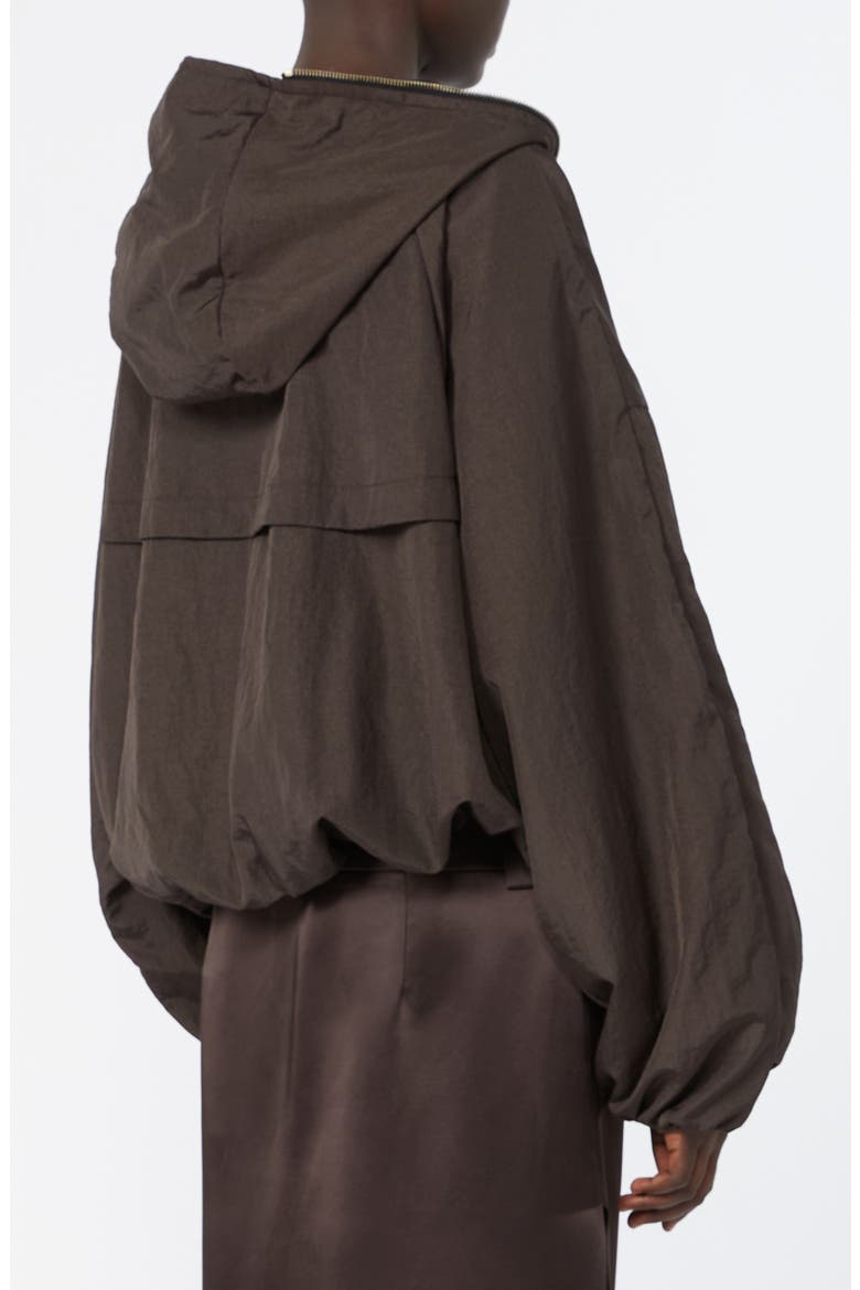 Water Repellent Oversize Hooded Rain Jacket, Alternate, color, DARK BROWN