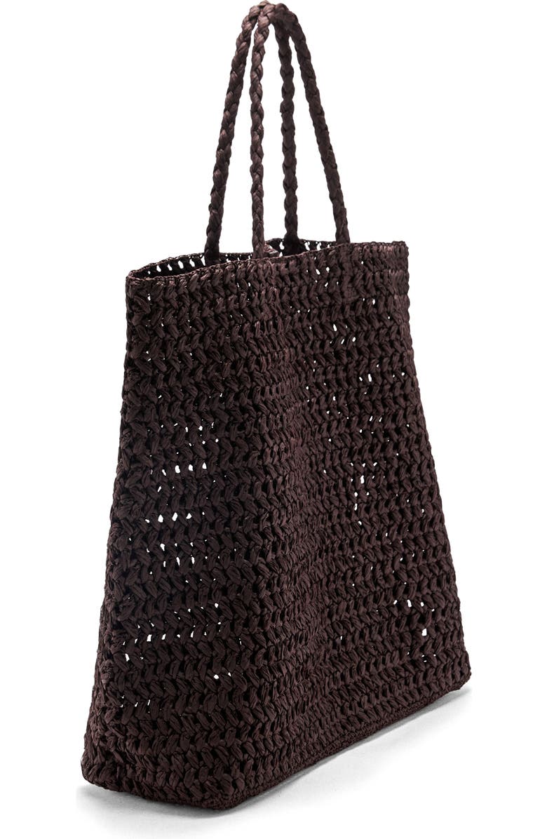 MANGO Maxi Natural Fiber Tote, Alternate, color, Chocolate