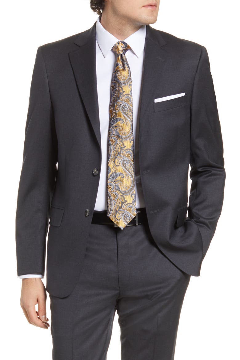 New York Classic Fit Solid Stretch Wool Suit, Alternate, color, CHARCOAL
