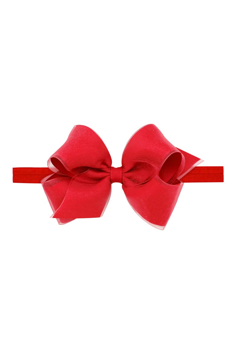 Elastic Organza Bow Headband, Alternate, color, RED