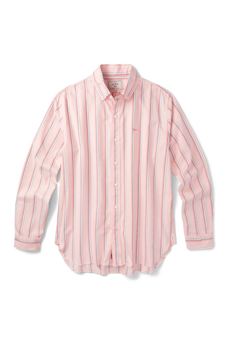 Walesby Lightweight Relaxed Oxford Shirt, Alternate, color, Coral Stripe