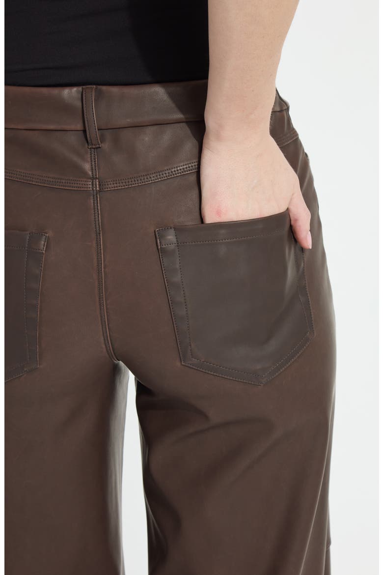 Cortina Faux Leather Wide Leg Pants, Alternate, color, TRUFFLE