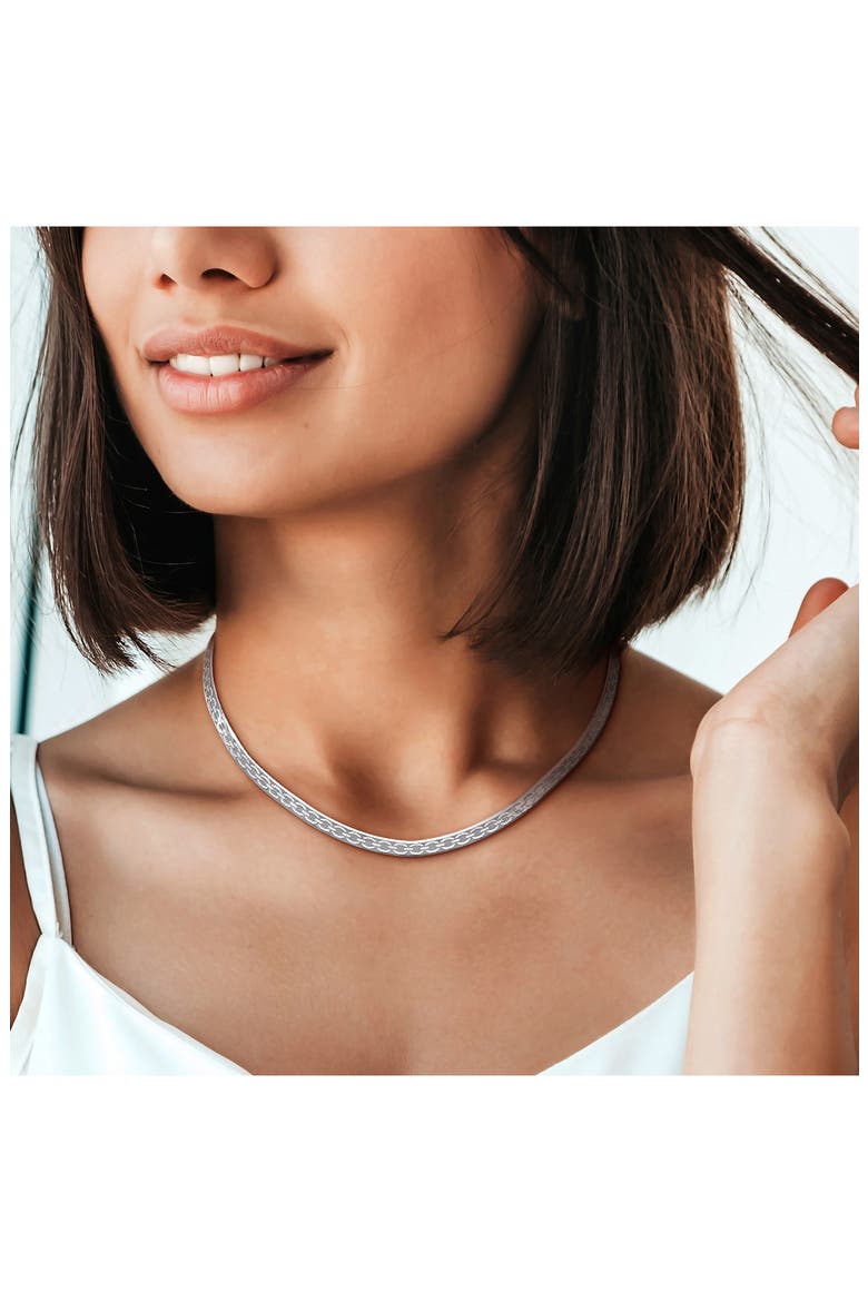 Herringbone Necklace, Alternate, color, SILVER