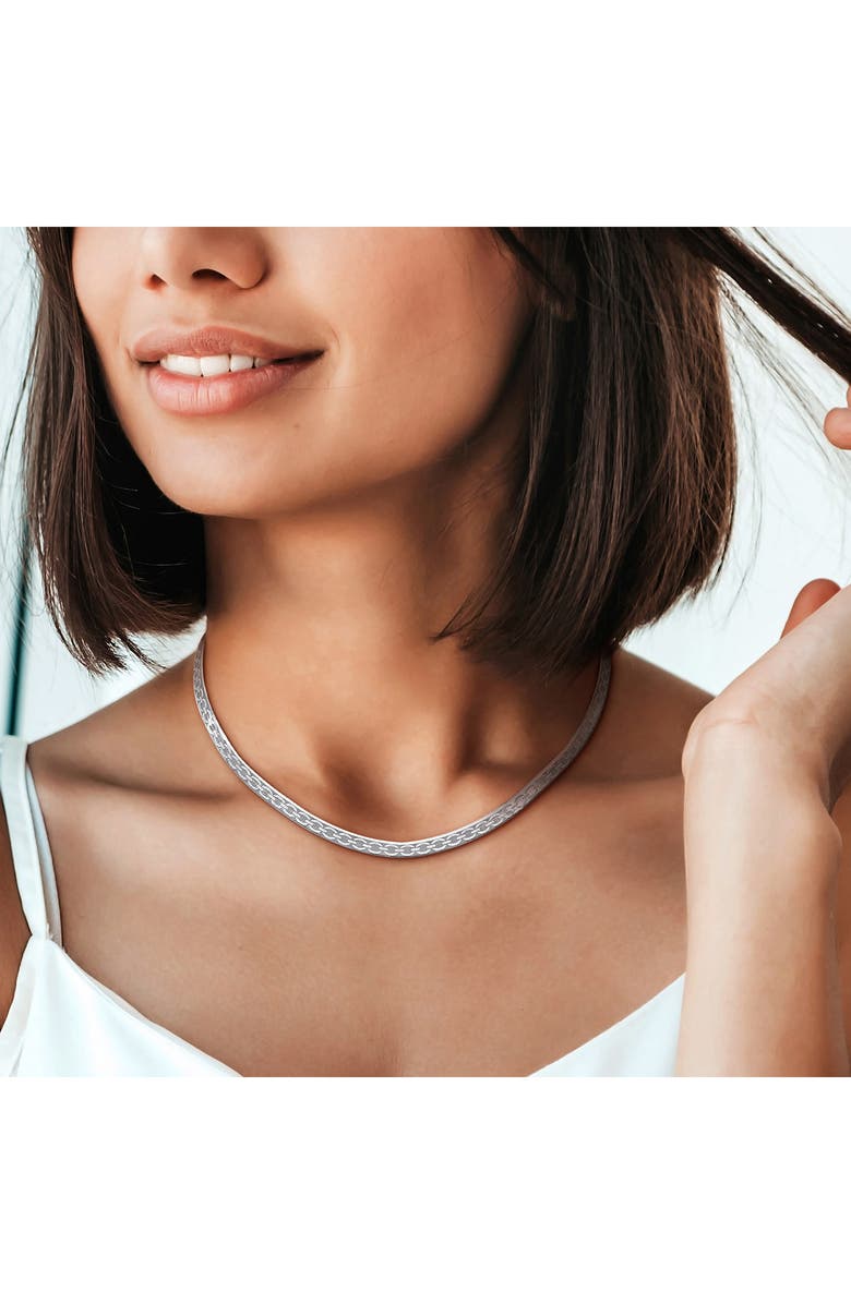 DELMAR Herringbone Necklace, Alternate, color, Silver