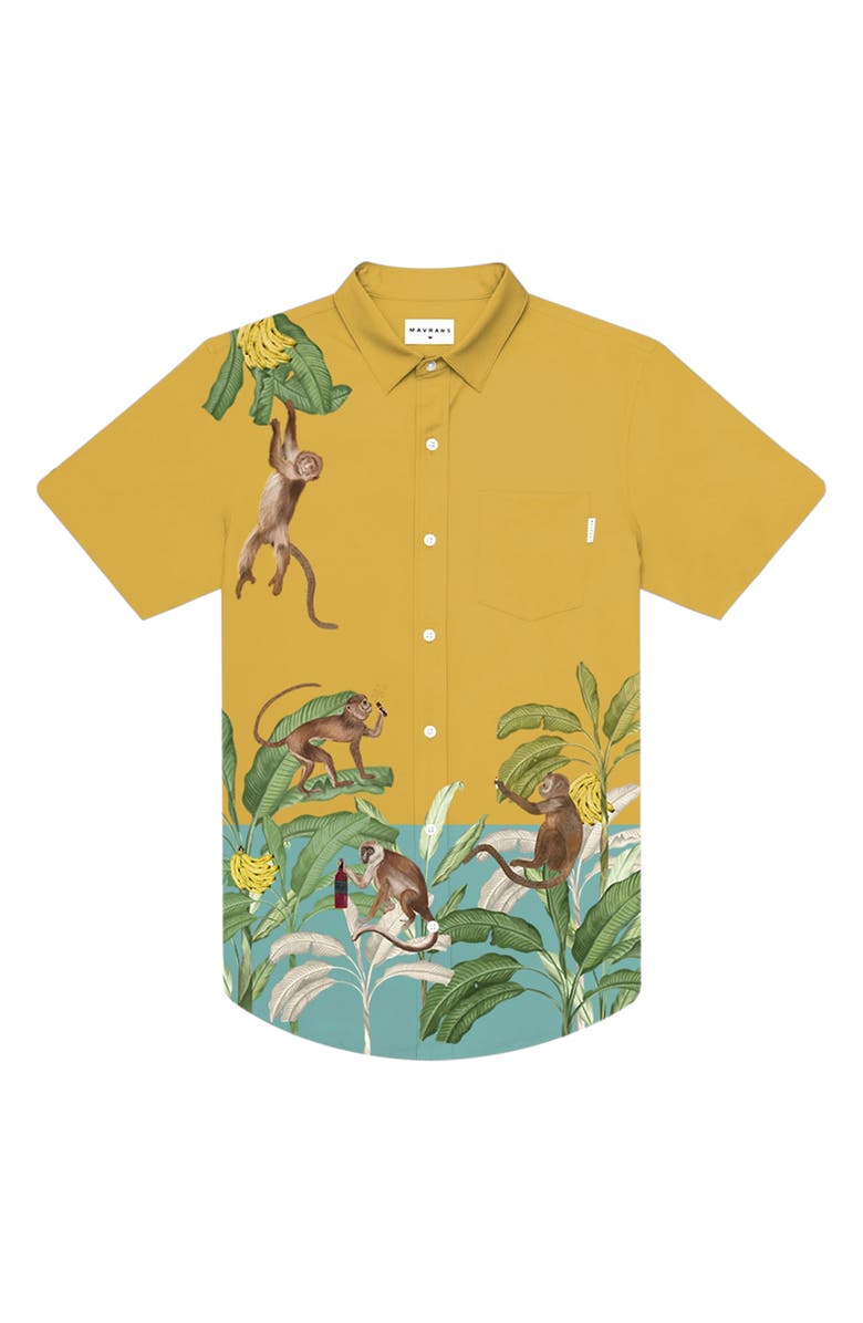 MAVRANS Monkey Weekend Short Sleeve Button-Up Shirt, Main, color, 
