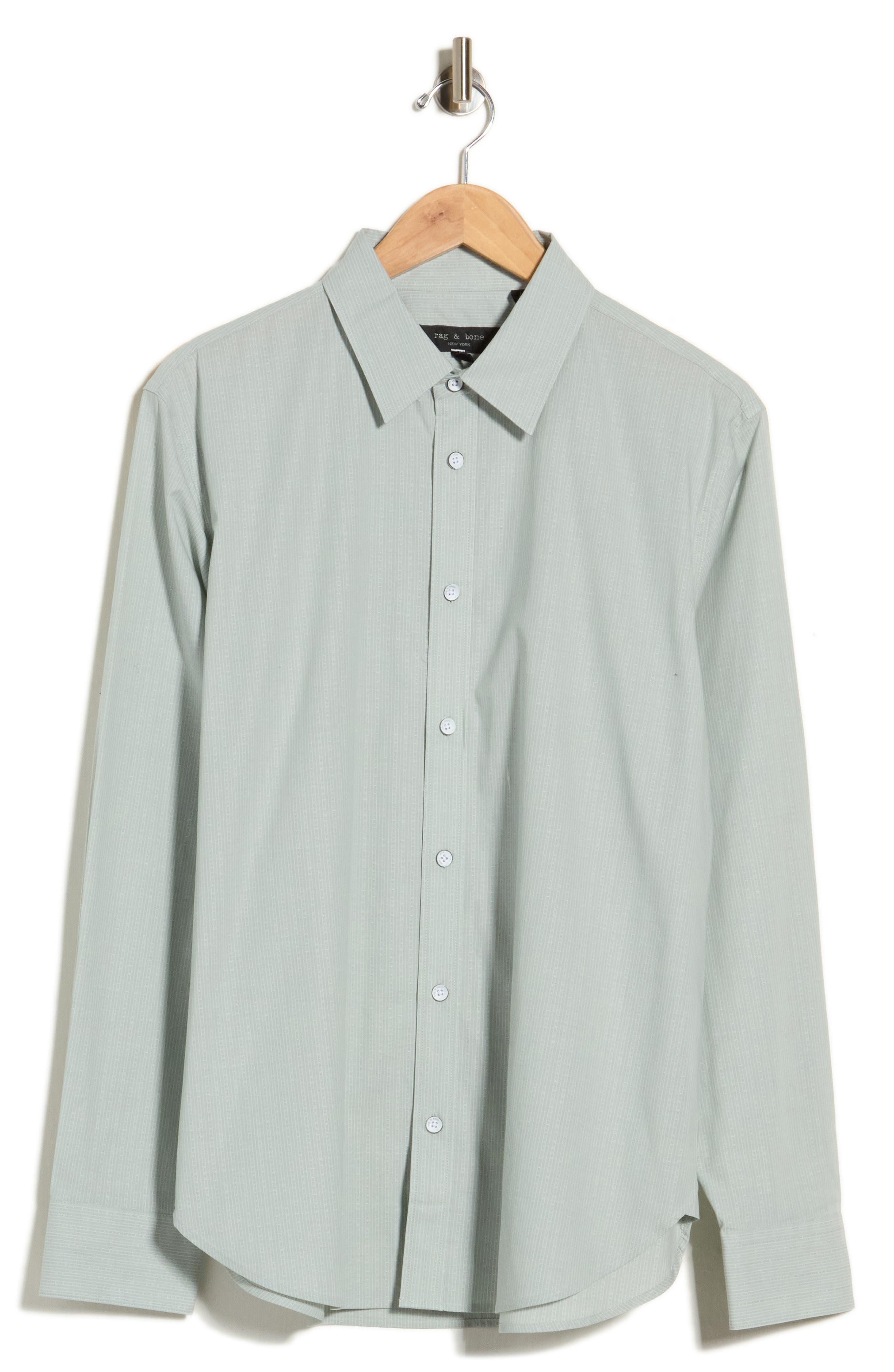 Griffin Stripe Long Sleeve Cotton Button-Up Shirt
