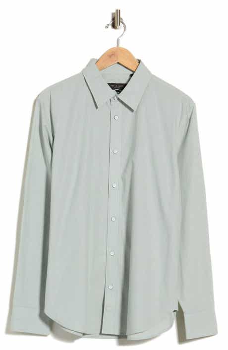 Griffin Stripe Long Sleeve Cotton Button-Up Shirt