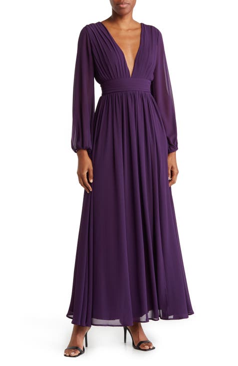 Purple maxi dress long sleeve best sale