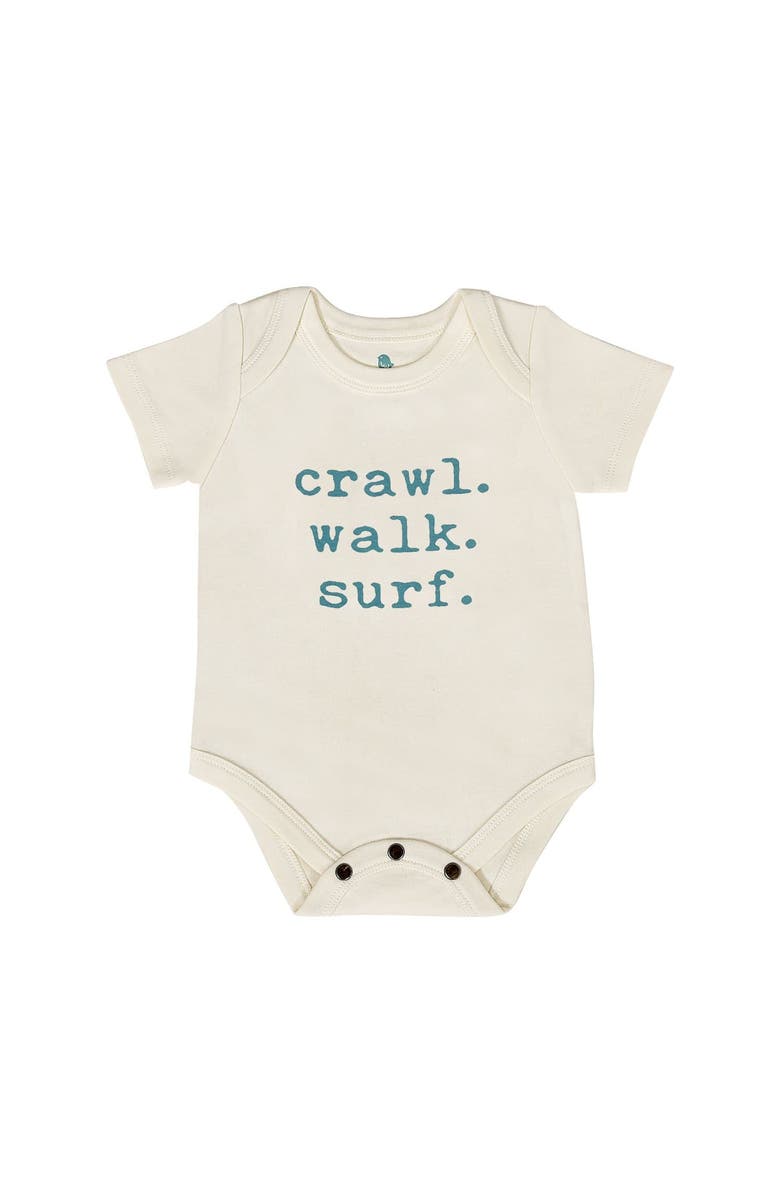 Finn + Emma Organic Baby Graphic Bodysuit |  Crawl Walk Surf, Main, color, Off White