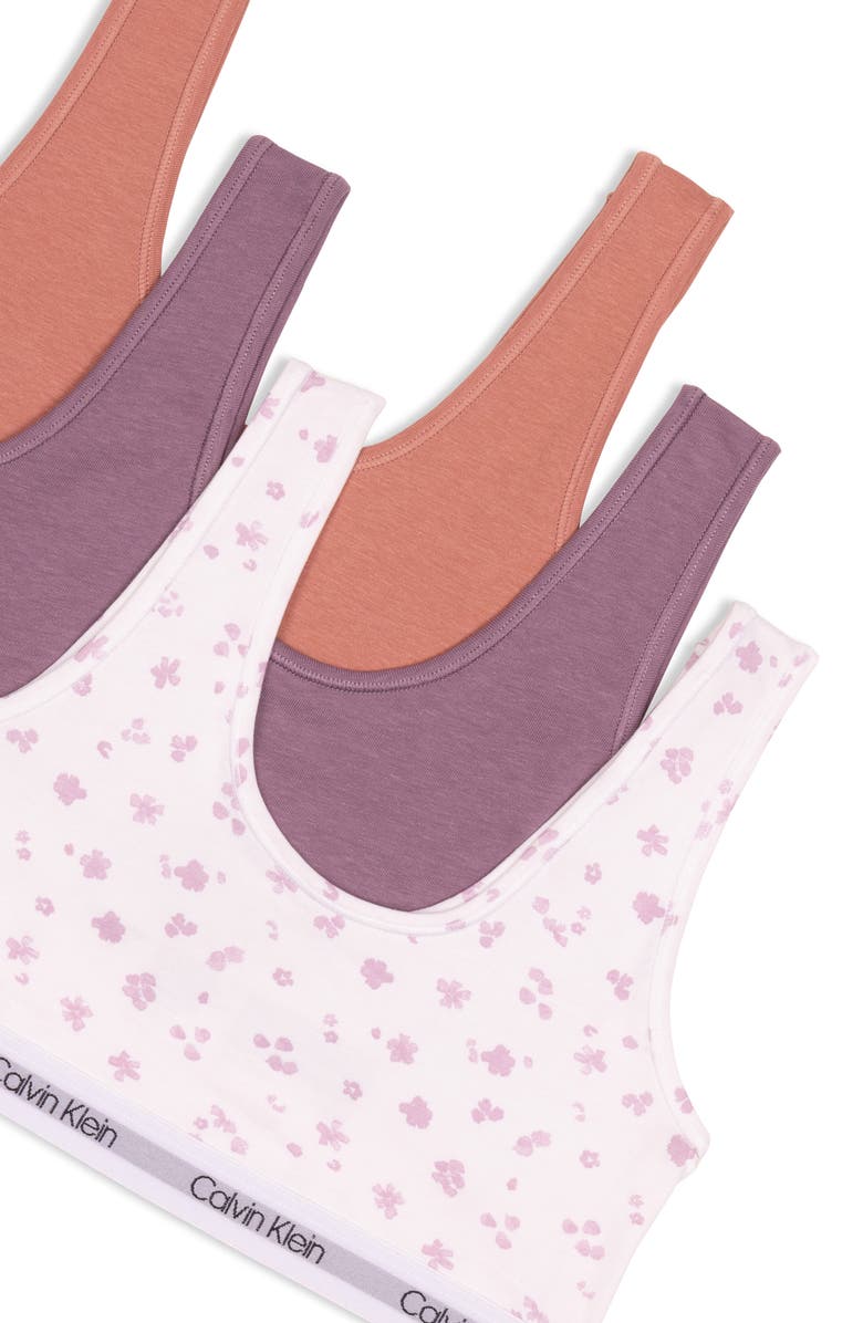 Calvin Klein Classic Bralette - Pack of 3, Alternate, color, Mauve/ Plum/ Modern Rose