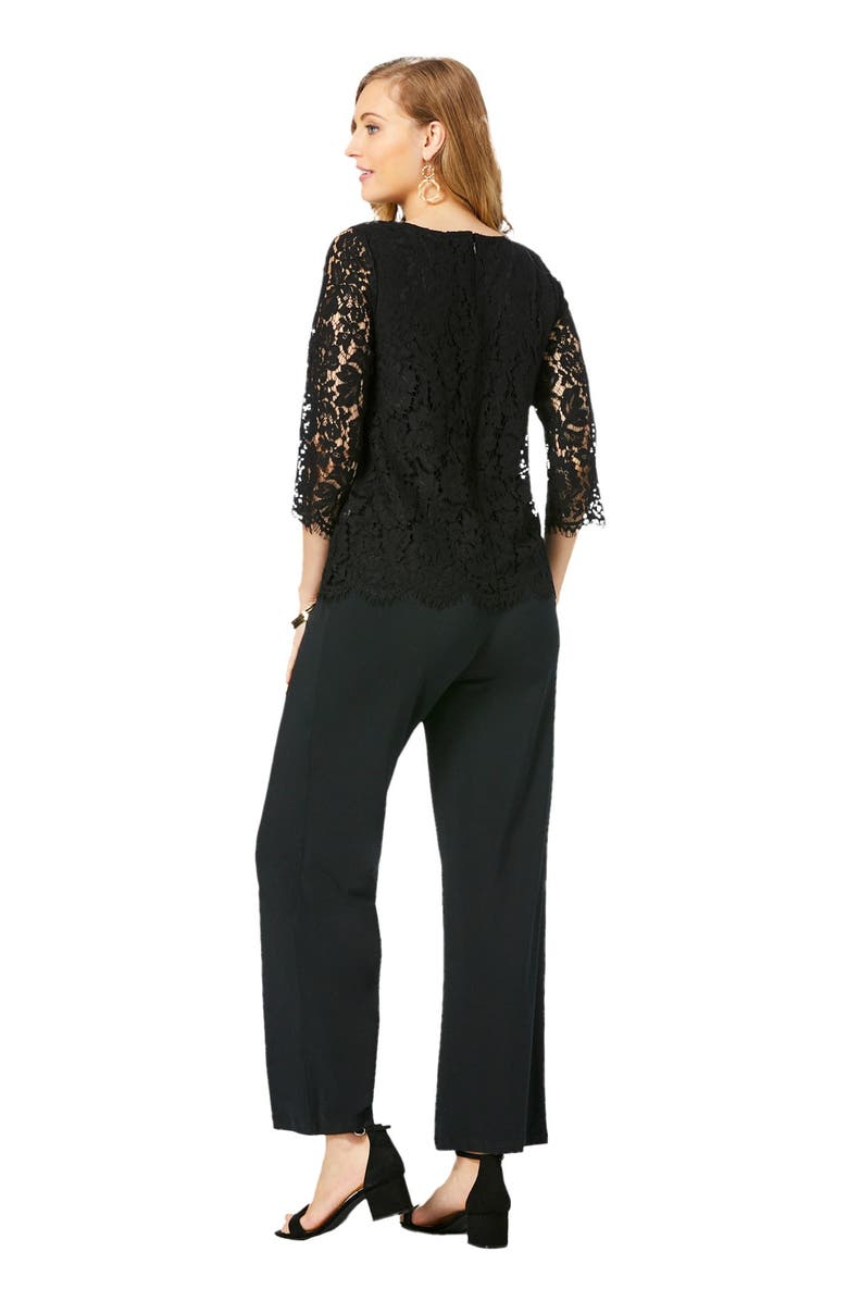 Jessica London Popover Lace Jumpsuit, Alternate, color, Black