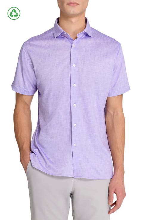 Regular Fit Chambray Recycled Performance Golf Button-Down Shirt